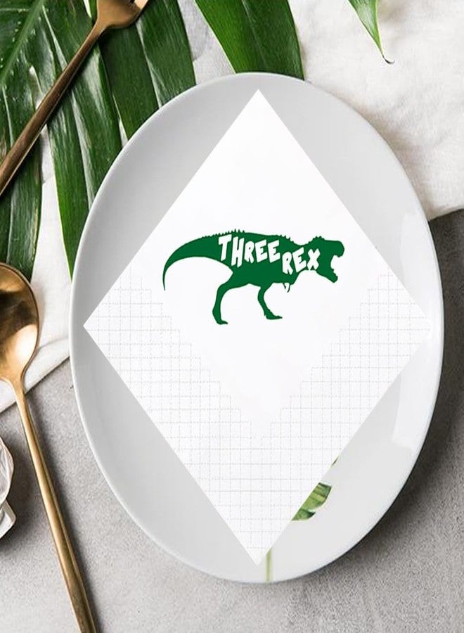 Geloar Dinosaur 3rd Birthday Cocktail Napkins, 50 Pack Dinosaur Three Rex Paper Cocktail Napkins in Bulk for Baby Boy Girl Three 3rd Bday Table Decorations 2-Ply, 5x5 Inches (Three Rex) - Image 5